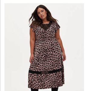 Nwt Torrid Studio Knit Leopard Print MIDI Dress